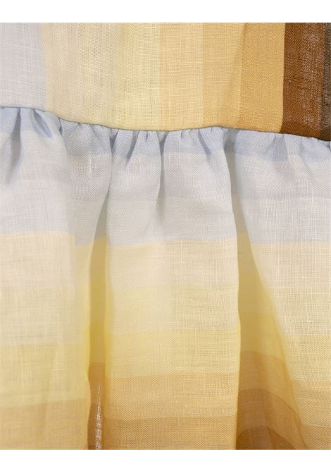 Abito Midi Tea In Lino Stampato AMOTEA | TEA-LINENDUSTY LIGHT BLUE/FADED YELLOW